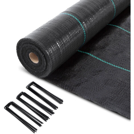VOUNOT® Unkrautvlies 1x50m mit Bodenanker, Gartenvlies Wasserdurchlässig 100g/m² (1/5)
