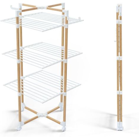 VOUNOT® VOUNOT Tendedero de Pie de Torre 3 Niveles 69x136x69 cm, Weiß