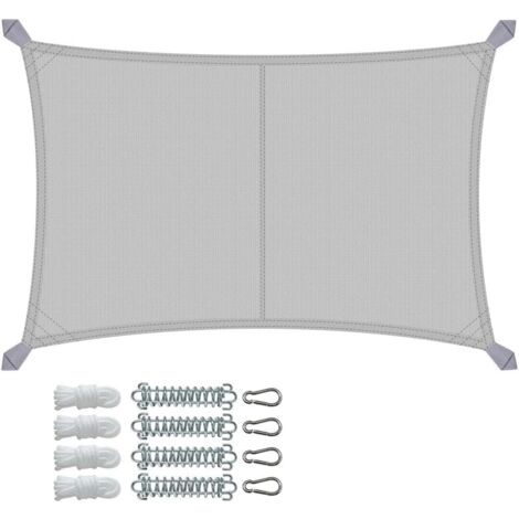 VOUNOT® Wasserdicht Sonnensegel Rechteckig mit Befestigung Set, 3x5m, Grau (1/5)