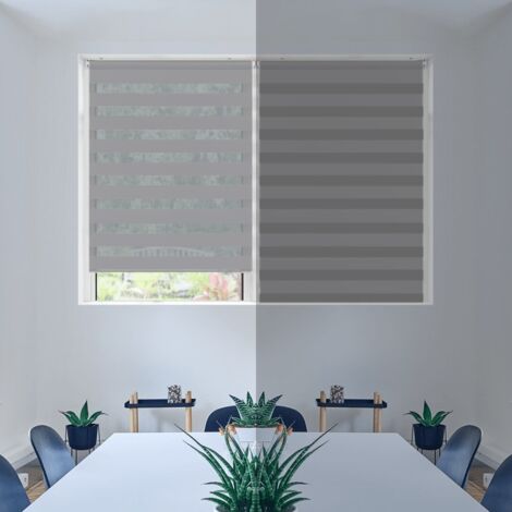 VOUNOT® Doppelrollo klemmfix ohne Bohren, Duo Rollo Klemmrollo für Fenster und Tür, 45x150 cm, Grau