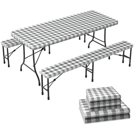 VOUNOT® Tischdecke Tischtuch 3er Set, Elastisch Rechteckig Gartentischdecke Outdoor, Abwaschbar abwischbar Wetterfest