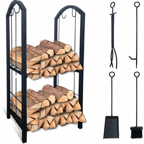 Brennholzregal aus Stahl für Kamin Ø 80cm Holzständer Holzkorb Holzgestell 