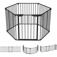 VOUNOT® VOUNOT Kaminschutzgitter Freistehend mit Tür, 375cm inkl. 6 Elementen, Schwarz