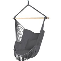 VOUNOT® Hängesessel XXL mit 2 Kissen & Bücherfach, Hängestuhl Grau
