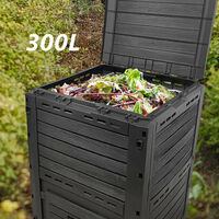 300L Thermokomposter Wetterfest VOUNOT Komposter aus Kunststoff für Garten Schwarz 