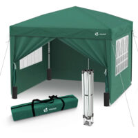 VOUNOT® Pavillon 3x3m mit 4 Seitenteilen & 4 Sandsäcke, Pop Up Faltpavillon, Faltbar Gartenzelt Partyzelt, inkl. Tasche, Grün