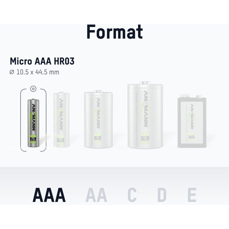 Lot de 4 piles rechargeables Ni-MH AAA 1,2 V 550 mAh pour