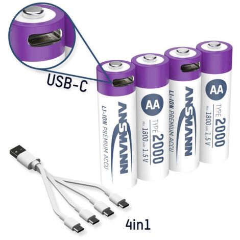 Batterie rechargeable Li-Ion Mignon AA ANSMANN – 3.7V 2600mAh – avec circuit de protection