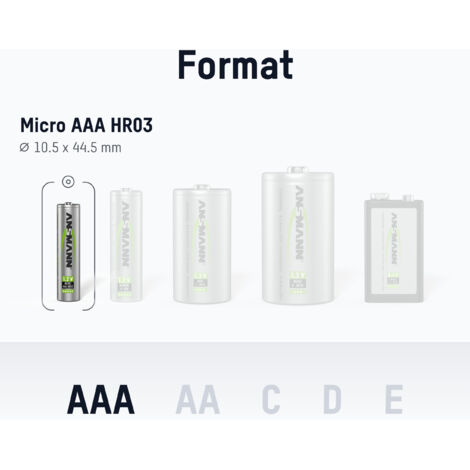 ANSMANN Piles solaires rechargeables Micro AAA 550 mAh 1,2V (lot de 2)
