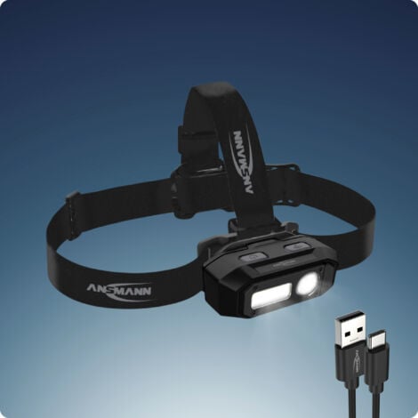 Lampe frontale professionnelle ANSMANN avec mode capteur, rechargeable