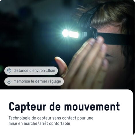 Lampe frontale professionnelle ANSMANN avec mode capteur, rechargeable
