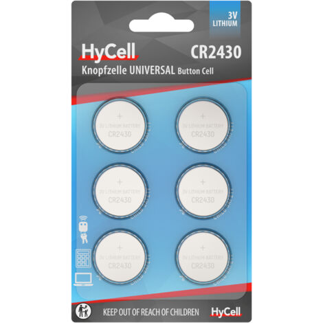 HyCell Piles bouton au lithium CR2430 3V, 6 pièces