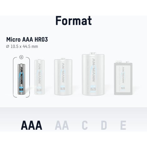 Pile rechargeable AAA NiMH - 1000 mAh - 1.2 V - Paquet de 4
