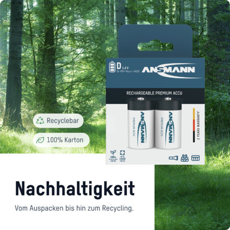 Piles Rechargeables ANSMANN Type D - 10000 MAh, 1,2V, Lot De 4, Pour Lampes, Jouets, Appareils