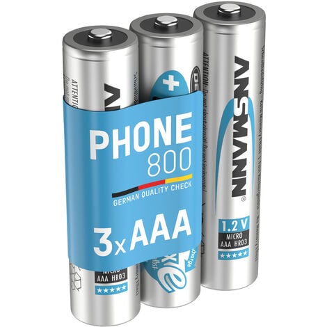 ANSMANN Piles AAA 800 mAh NiMH 1,2 V rechargeables (lot de 3)