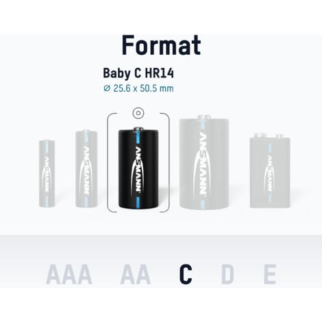 ANSMANN Piles rechargeables NiMH Baby C 4500 mAh 1,2 V (lot de 2) – Piles  HR14