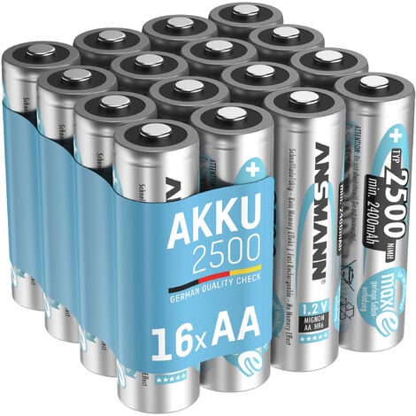 Lot de 2 piles AAA rechargeables 1,2 V 450 mAh et chargeur de