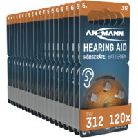 Ansmann – Piles auditives 312 zinc-air (lot de 120) – 1,45 V – Longue durée de vie – Écologique et sans mercure