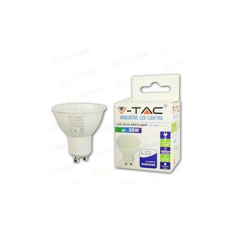 V-TAC PRO VT-205 LAMPADINA LED GU10 5W FARETTO SPOTLIGHT CHIP SAMSUNG 110°Luce  Bianco Fredda/Naturale/Calda Bianco Freddo