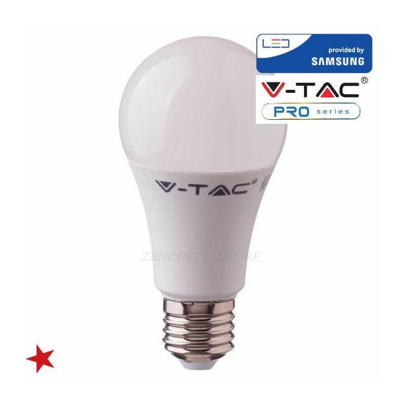 V-TAC PRO VT-210 LAMPADINA LED E27 9W BULB A60 CHIP SAMSUNG 806 lm Bianco  Caldo