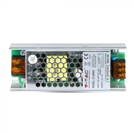 V-TAC VT-20062 Alimentatore SLIM in metallo 60W 12V 5A IP20 con morsetti a vite - SKU 3246