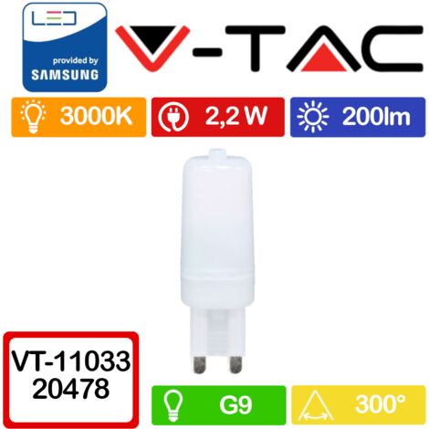 Lampadina led v-tac chip samsung g9 2,2w 3000k vt-11033 - 20478