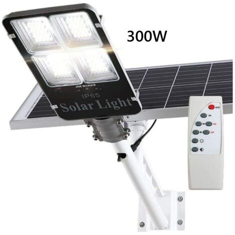 LAMPIONE STRADALE LED PANNELLO SOLARE STAFFA E TELECOMANDO 100W 200W 300W 400W 500W 600W CREPUSCOLARE IP66  300