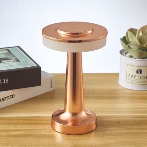 LAMPADA DA TAVOLO TOUCH LED RICARICABILE USB LUCE DECORATIVA 3 COLORI SENZA FILI BRONZO