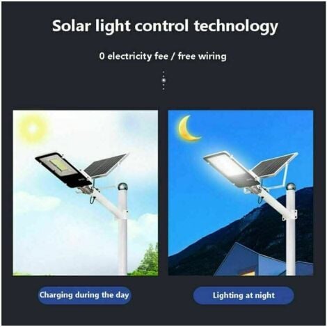 Lampione solare a LED 200W Con Pannello Solare e Telecomando Crepuscolare IP66