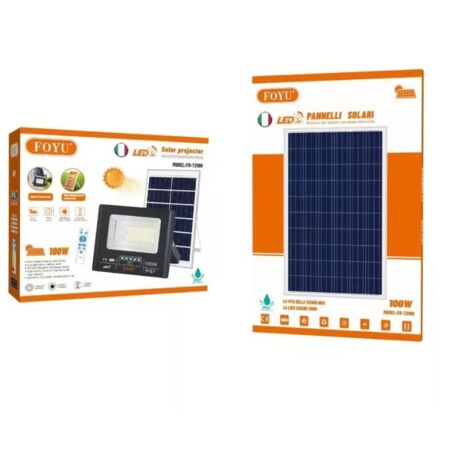 FARO LED con PANNELLO SOLARE CREPUSCOLARE 25W 40W 60W 100W 200W 300W 800W IP67 100