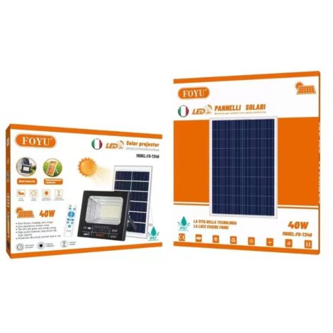 FARO LED con PANNELLO SOLARE CREPUSCOLARE 25W 40W 60W 100W 200W 300W 800W IP67  40