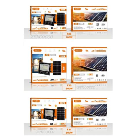 FARO con Pannello Solare LED Sensore Crepuscolare 100W 500W 800W luce 6500k ip67 800