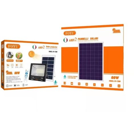 FARO LED con PANNELLO SOLARE CREPUSCOLARE 25W 40W 60W 100W 200W 300W 800W IP67  60