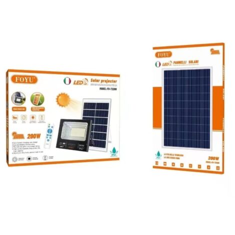 FARO LED con PANNELLO SOLARE CREPUSCOLARE 25W 40W 60W 100W 200W 300W 800W IP67 200