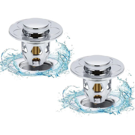 Set da 2 pz Scarico Lavabo Bagno Universale Pop up Tappo Lavandino Bagno Filtro