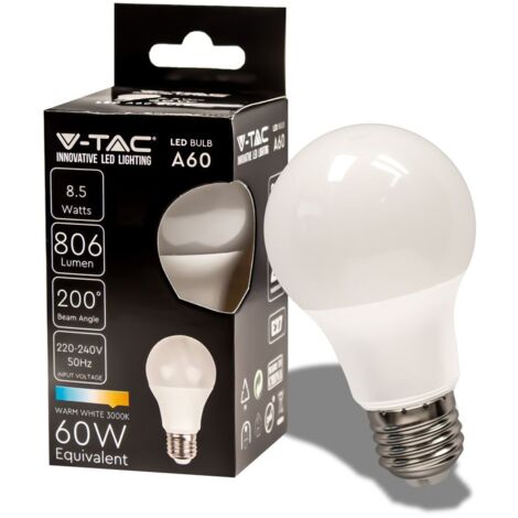 V-TAC VT-2099 LAMPADINA LED E27 8,5w BULB A60 GOCCIA SMD 806 lm Bianco Freddo