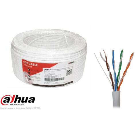 MATASSA BOBINA DAHUA CAVO RETE 100 METRI ETHERNET UTP CAT 5E 4X2 AWG 24 LAN RJ45 100% RAME - DH-PFM920C-A1
