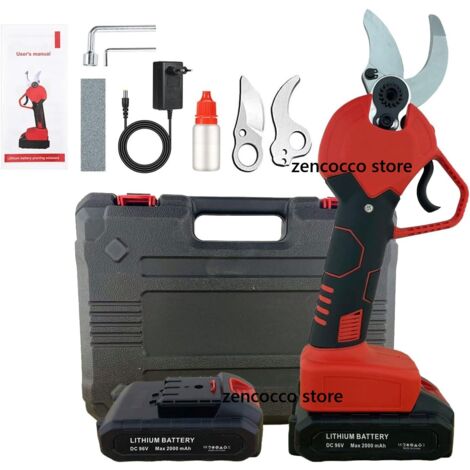 Forbice da potatura Cesoia elettrica 2 Batterie litio 96V 2.0Ah doppio Taglio 3cm/4,5cm con valigia