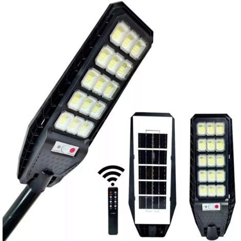 LAMPIONE SOLARE LED 6500K 100W 200W 300W 400W SENSORE TELECOMANDO E STAFFA IP65  300 (1/5)
