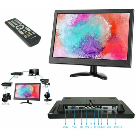 Monitor HDMI VGA Schermo LCD TFT 13.3 POLLICI 1080p Altoparlante BNC USB RCA