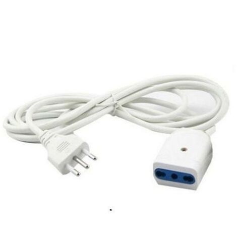PROLUNGA CORRENTE ELETTRICA CAVO 3-5-10 METRI 250V BIPASSO PRESA BIANCA 10 Metri