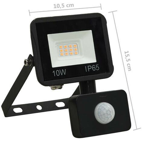 Faro LED 10W Faretto Slim Con Sensore Movimento Pir Crepuscolare ip65