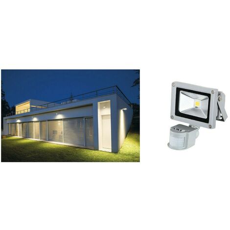 Faro LED 10W Faretto Slim Con Sensore Movimento Pir Crepuscolare ip65