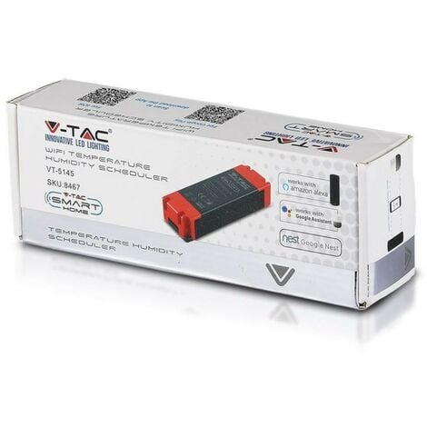 V-TAC SMART HOME VT-5145 Programmatore di Umidità e Temperatura 16A  Compatibile ad  Alexa