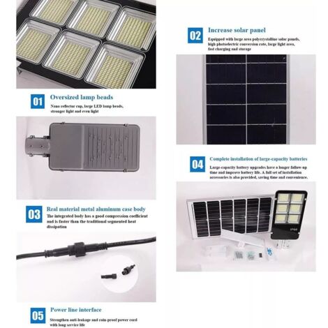 LAMPIONE LED PANNELLO SOLARE STAFFA E TELECOMANDO 300W Standard