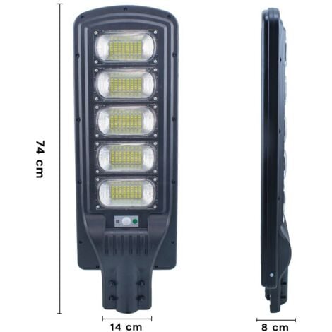 LAMPIONE LED CON PANNELLO SOLARE CREPUSCOLARE 250W LUCE FREDDA IP65 +TELECOMANDO