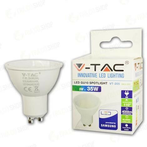 20 LAMPADINE LED GU10 6,5 WATT FARETTO SPOTLIGHT SAMSUNG LUCE NATURALE