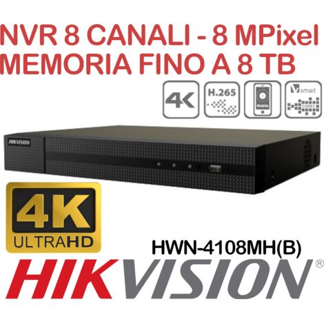 V-TAC HIKVISION HWN-4108MH AI NVR 4K 8CH 8MPX H.265+ 80MBPS P2P ONVIF HWN-4108MH(D) (1/2)