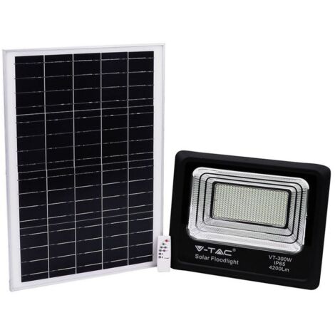 V-TAC VT-300W FARO LED 50W A BATTERIA CON PANNELLO SOLARE E TELECOMANDO - SKU 8578 / 94027 Bianco Naturale