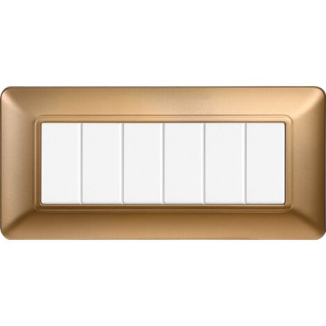 Placca Plastica Serie Solar 6P Colore Oro Compatibile Con Bticino Matix